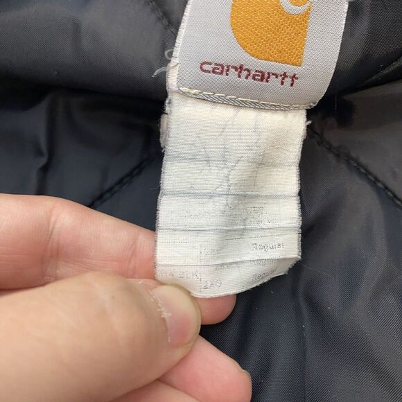 vtg Carhartt Traditional Jacket Chore Coat Mens 2XL Black Quilted USA Distressed - Picture 12 of 16